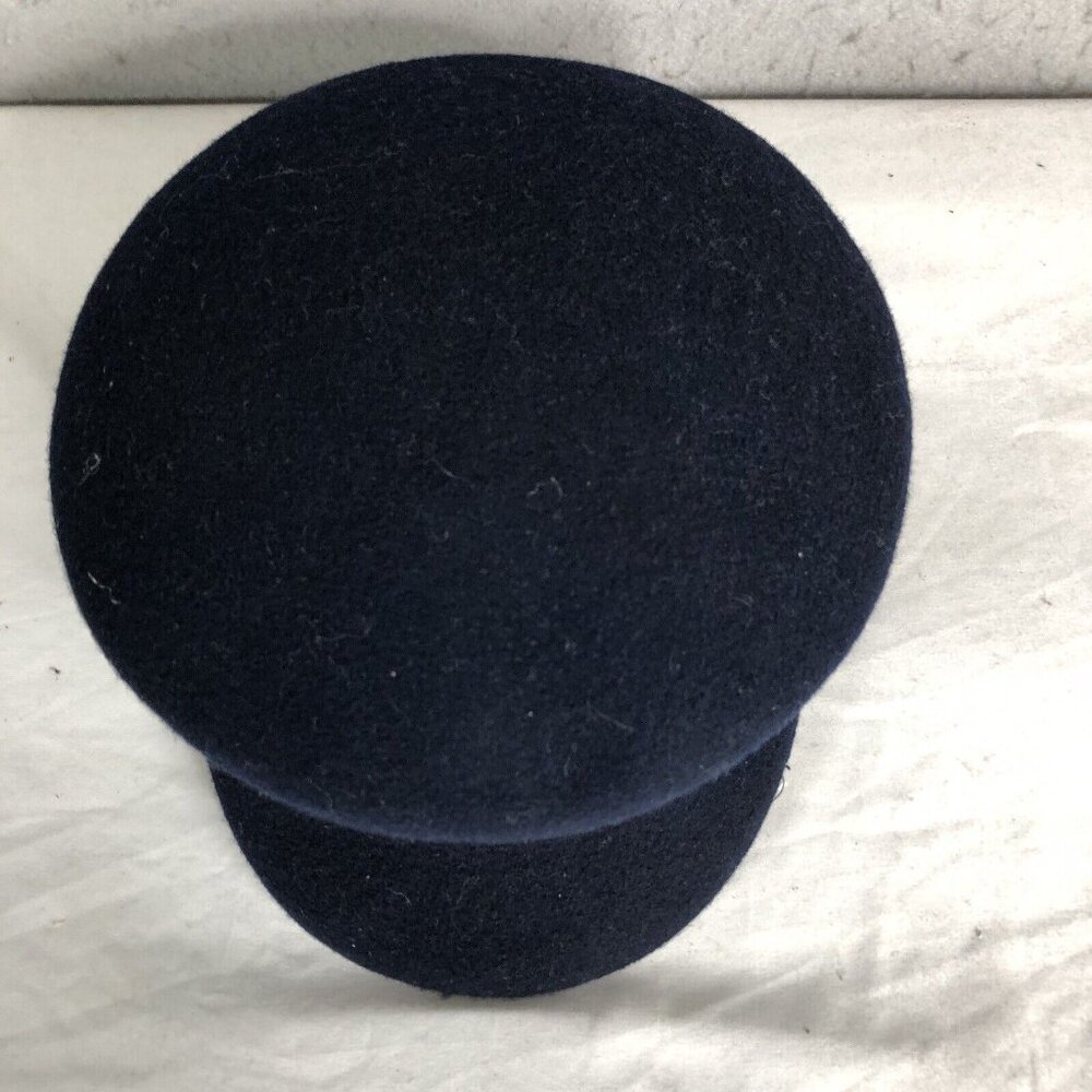 Vintage 1950s Boiled Wool Hat Navy Blue Retro Fashion Mod Groovy - Picture 2 of 9